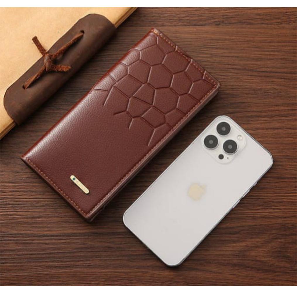 Men's Leather Wallet-Textured Design_1Pc Black & Brown