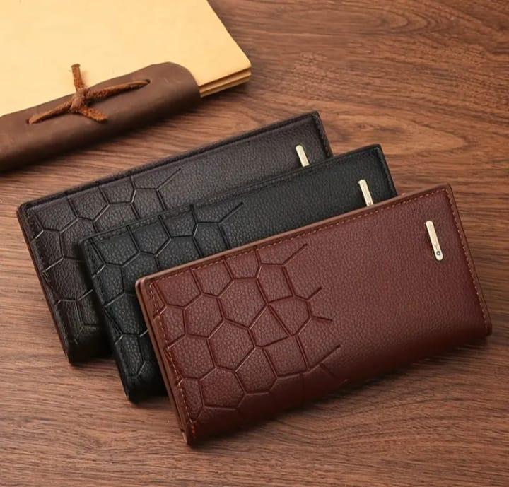 Men's Leather Wallet-Textured Design_1Pc Black & Brown