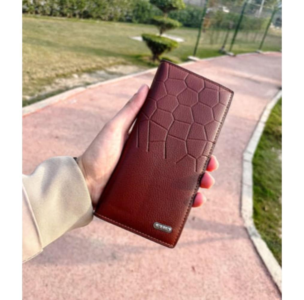 Men's Leather Wallet-Textured Design_1Pc Black & Brown