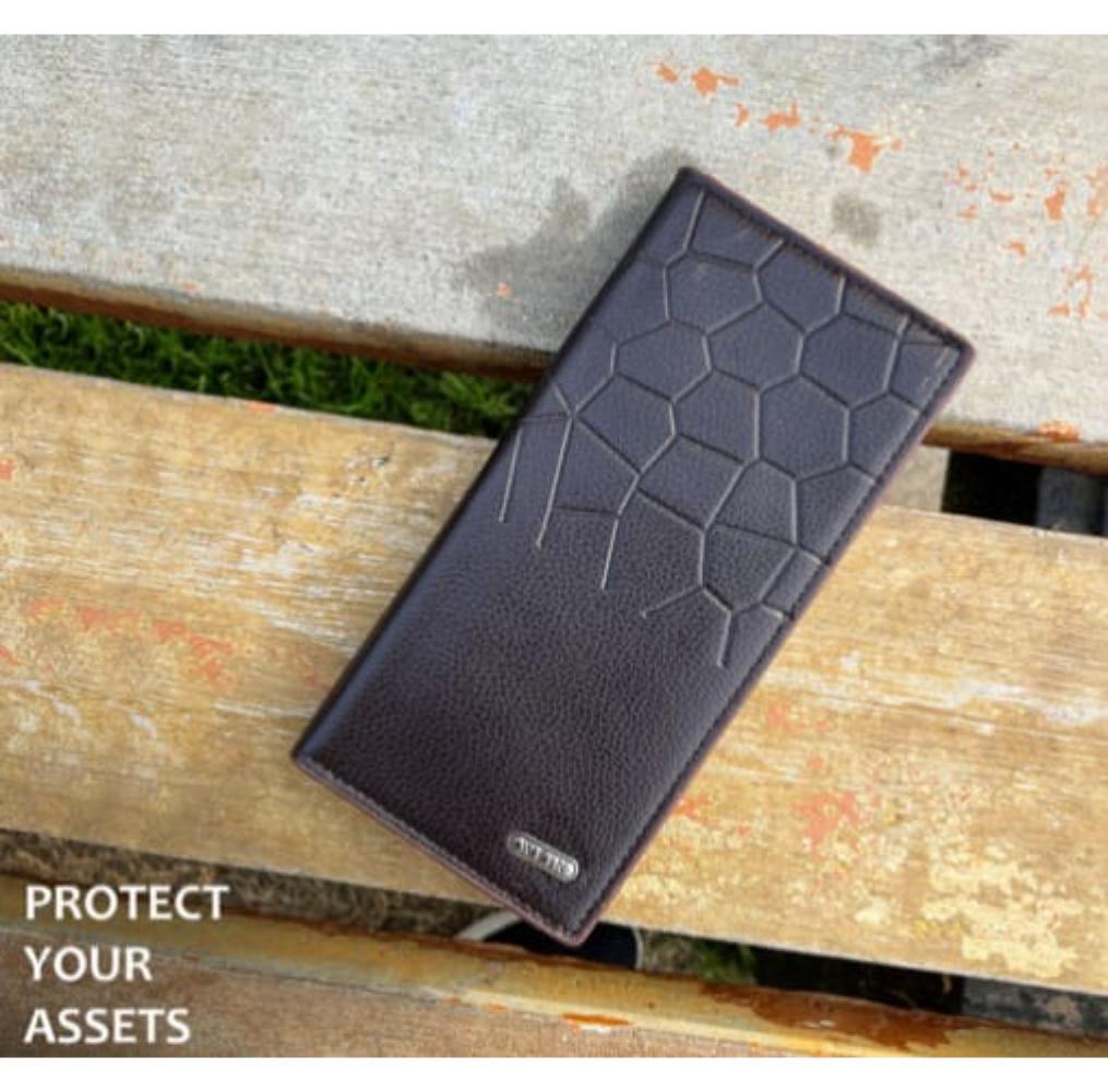 Men's Leather Wallet-Textured Design_1Pc Black & Brown